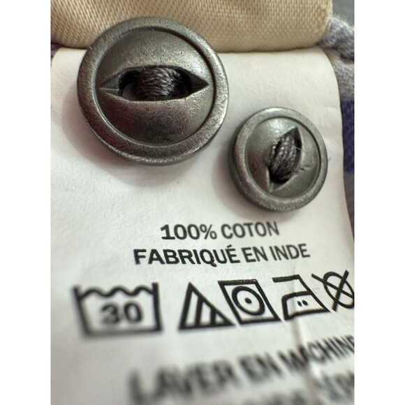 L.L. Bean Men’s Large White Blue Plaid Wrinkle Resistant Long Sleeve Shirt - Picture 4 of 9